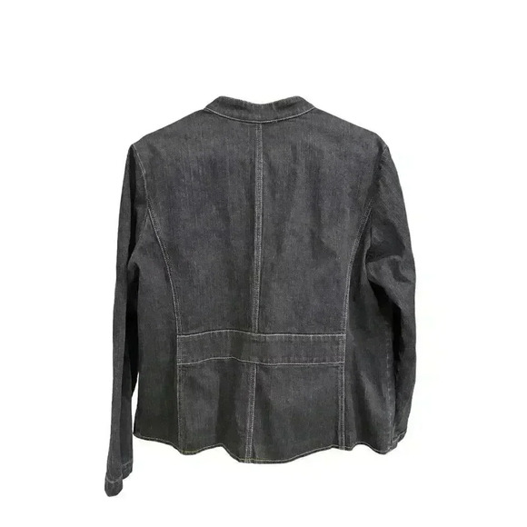 Chicos Platinum Jean Jacket Size 2, Pre-Owned - Picture 6 of 6